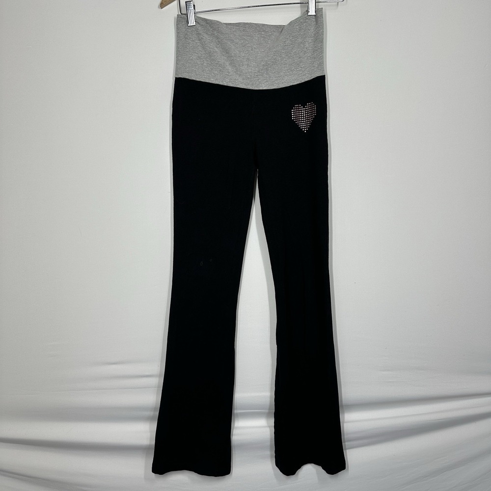 black flare leggings Victoria's Secret PINK Foldover Yoga Pants Y2K small